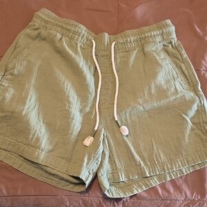 Old Navy Light Olive Drawstring Linen-Blend Shorts